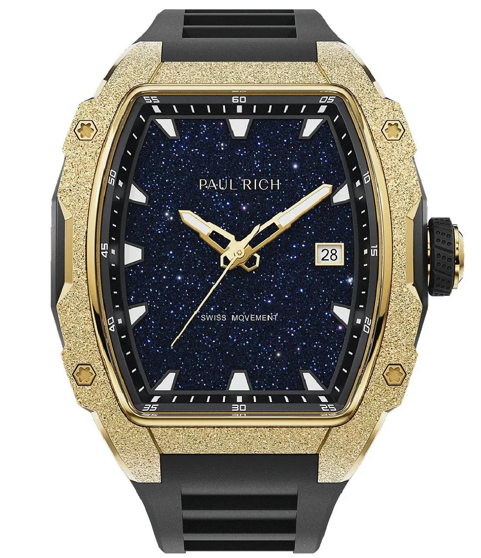 PAUL RICH WATCH WITH STEEL STRAP FROSTED ASTRO MASON -GOLD