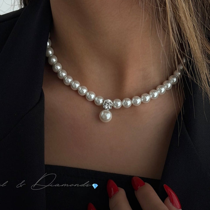 DIAMOND PEARL NECKLACE | 2CT MOISSANITE