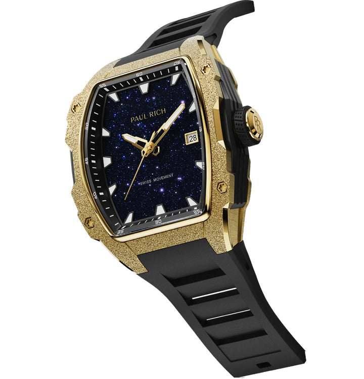 PAUL RICH WATCH WITH STEEL STRAP FROSTED ASTRO MASON -GOLD