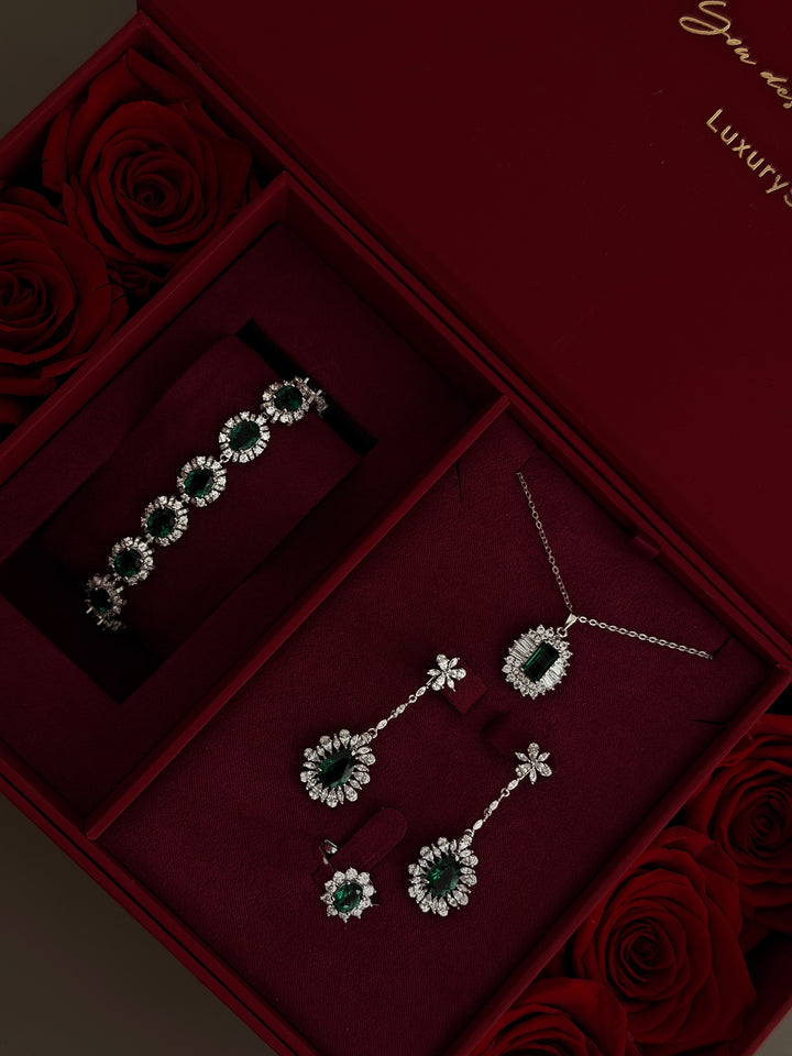 SET#19 DIAMONDS & LAB GROWN EMERALD(NO BRACELET)| MOISSANITE