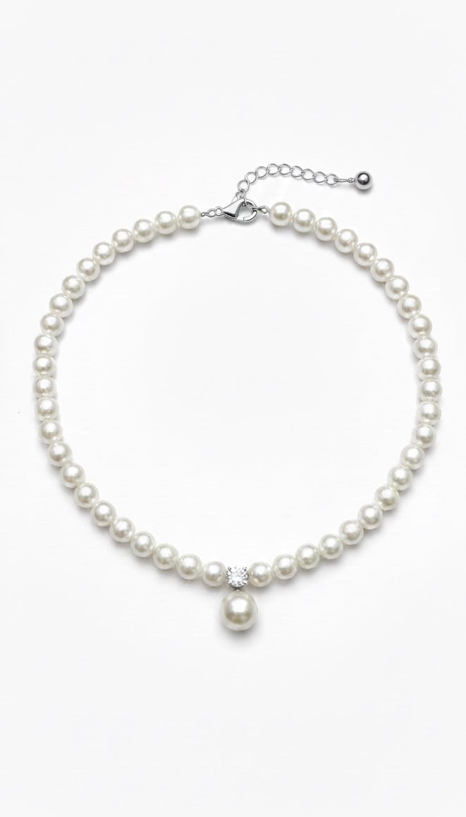 DIAMOND PEARL NECKLACE | 2CT MOISSANITE