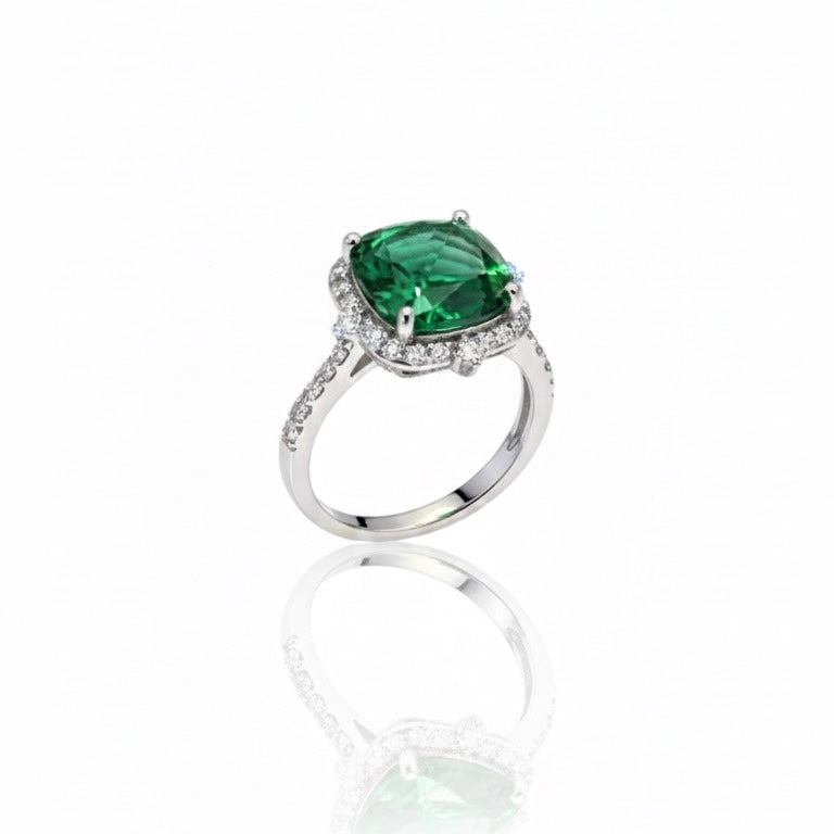 MOISSANITE & EMERALD RING | LAB GROWN