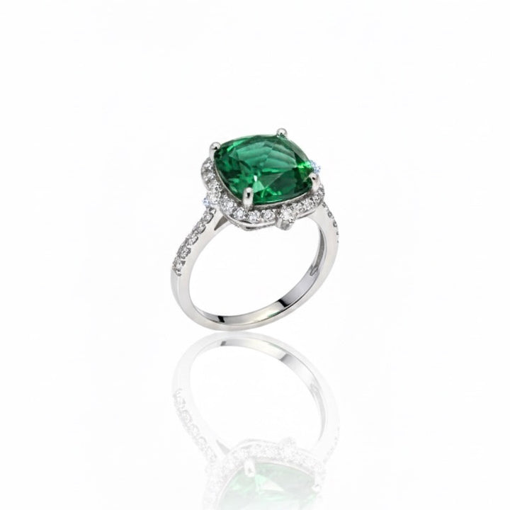 MOISSANITE & EMERALD RING | LAB GROWN