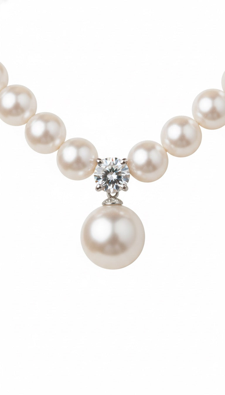 DIAMOND PEARL NECKLACE | 2CT MOISSANITE