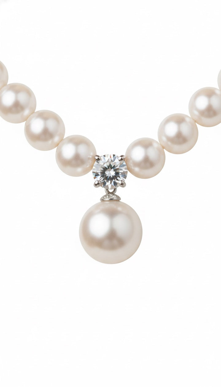 DIAMOND PEARL NECKLACE | 2CT MOISSANITE
