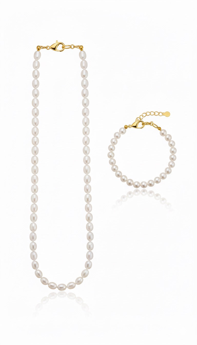14K GOLD & PEARLS | NECKLACE + BRACELET