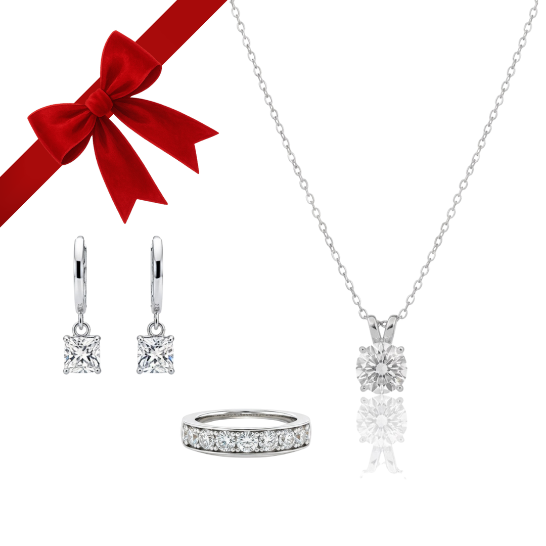 DIAMONDS SET (NECKLACE+ERRINGS+RING) | MOISSANITE