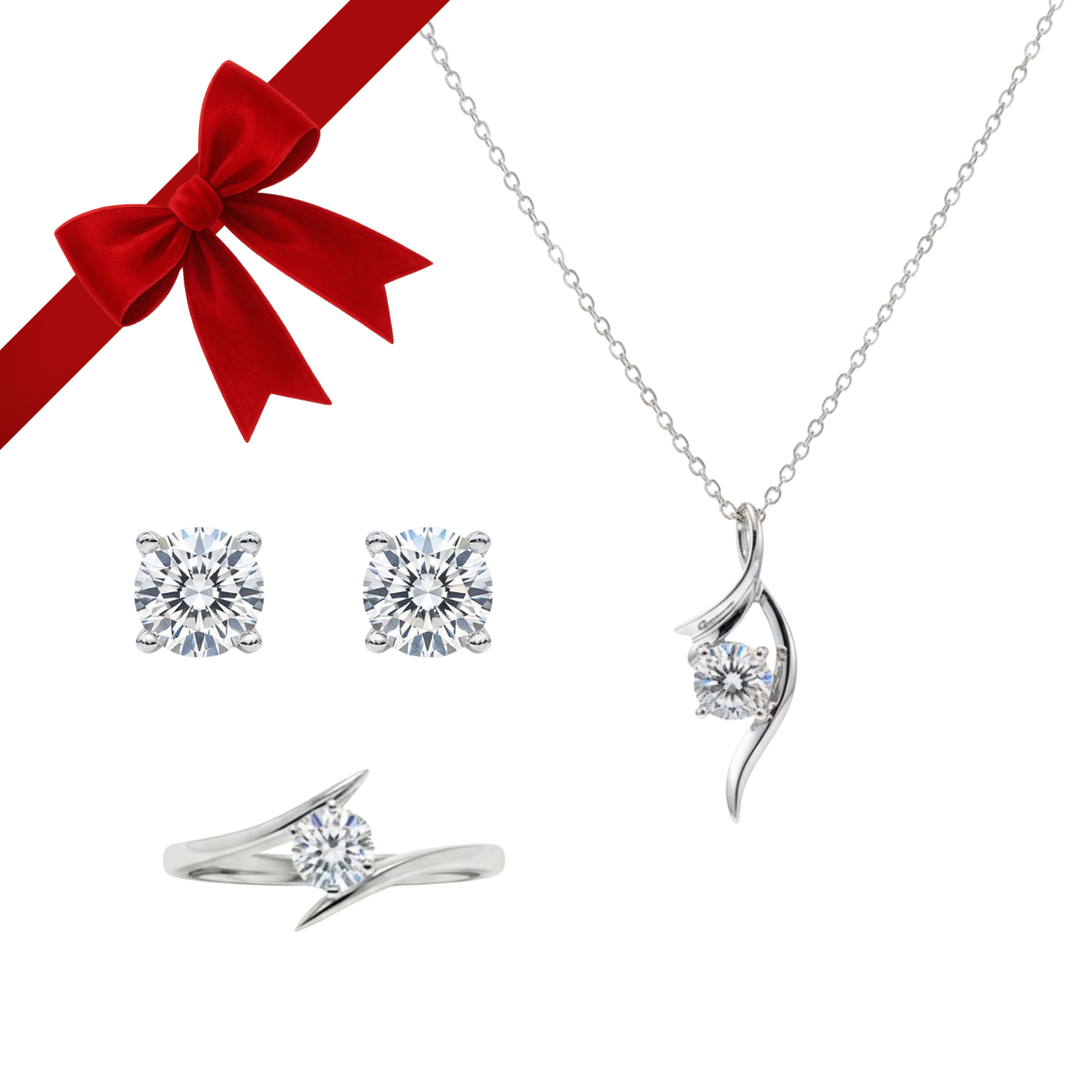 DIAMONDS SET (NECKLACE+ERRINGS+RING) | MOISSANITE